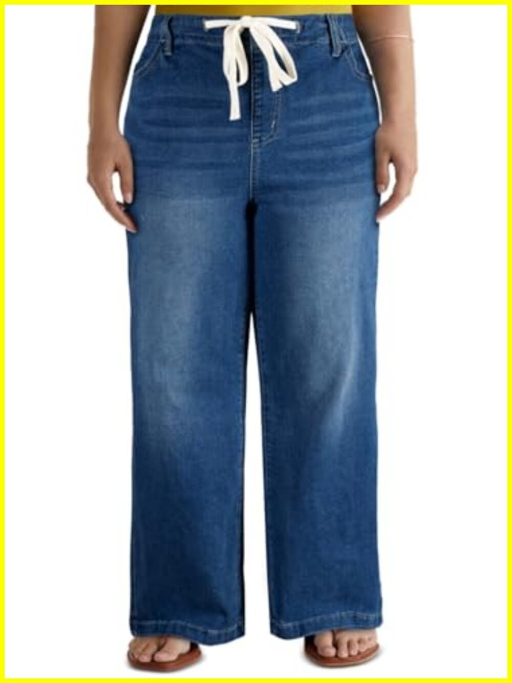 Plus Size Wide Leg Jeans with Pockets Stretchy Denim